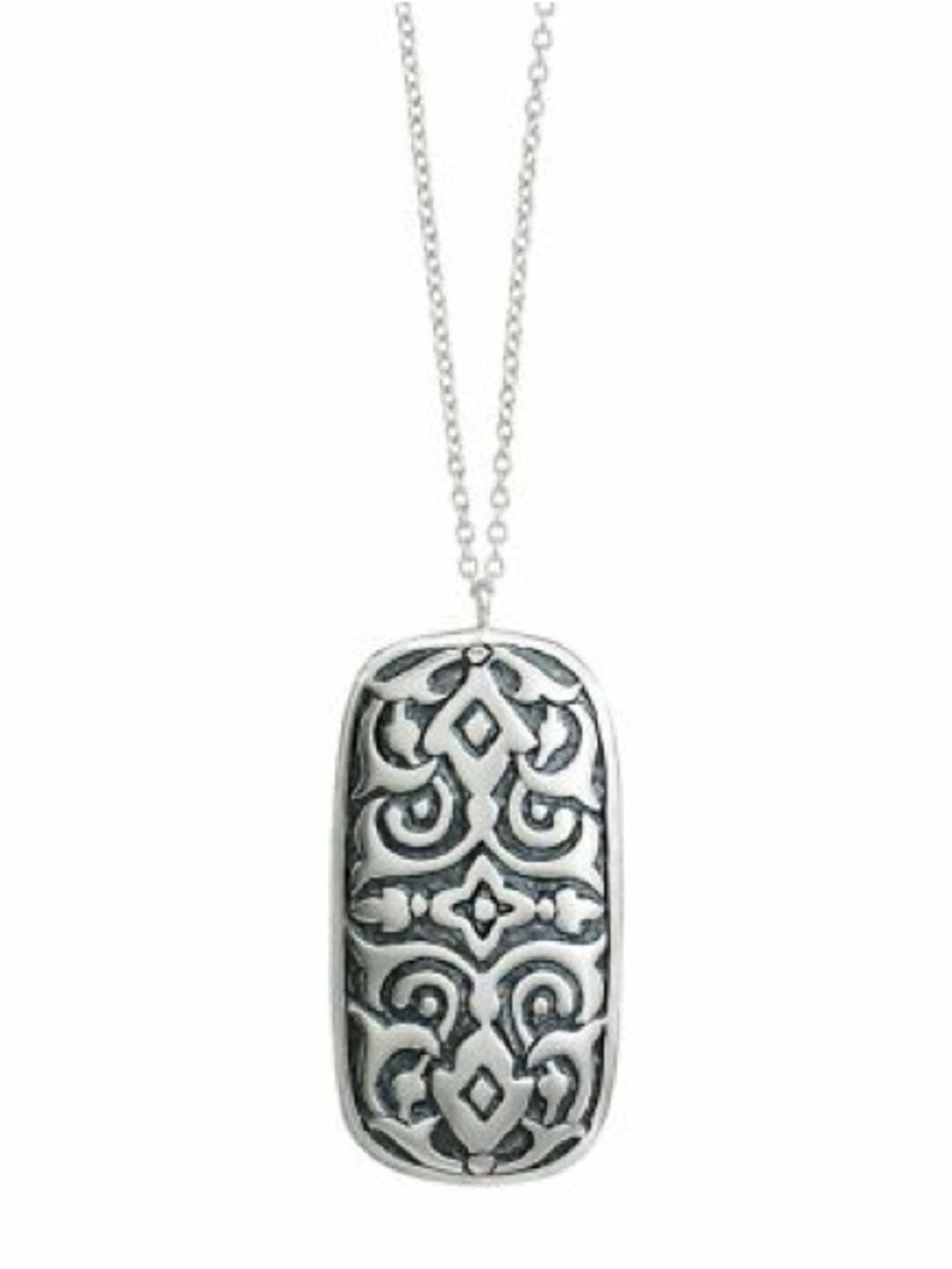 SILPADA Oxidized Sterling Silver "Basilica" Etched Scroll Pendant Necklace N3113
